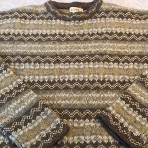 J. Crew Shetland sweater w/cream, brown, green